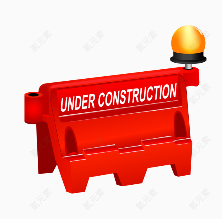 带灯的红色警示牌