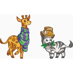 长颈鹿和斑马矢量图
