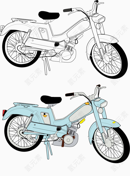 矢量手绘电动自行车