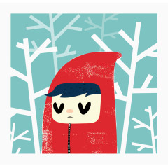 矢量深林里迷路的小红帽