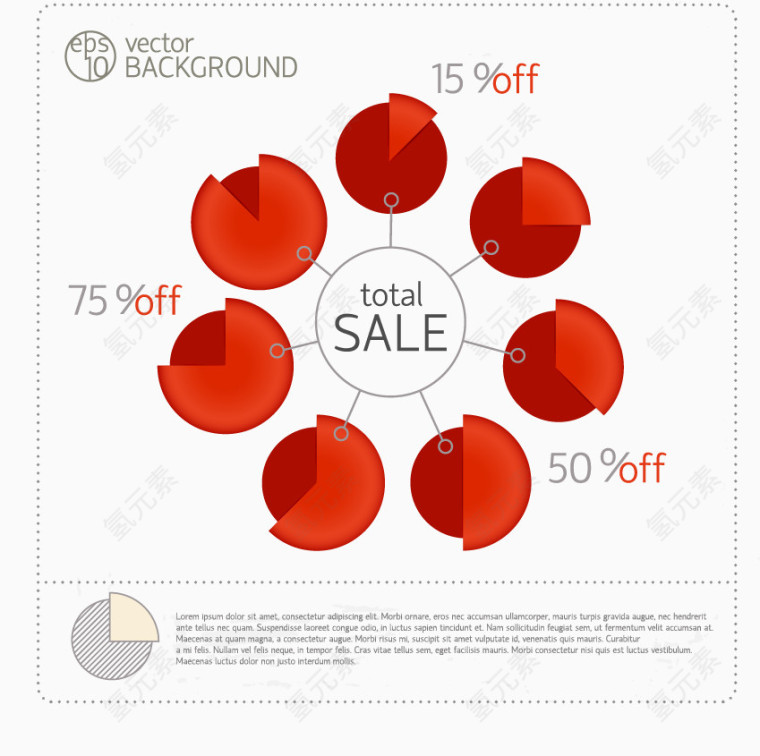 总销售量PPT分析图矢量素材