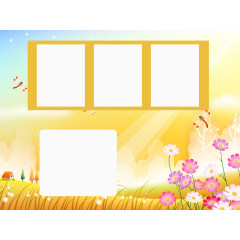 黄色底纹照片边框背景元素