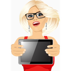 手拿平板的美女矢量