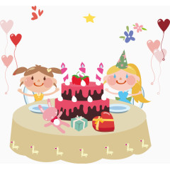 过生日的卡通漂亮女孩
