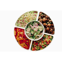 蘑菇青瓜片甘蓝菜椒丝玉米萝卜粒