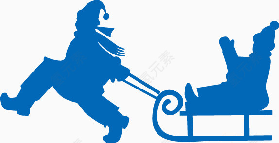 蓝色冰雪运动剪影