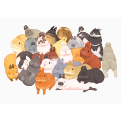 手绘一群兔子大集合