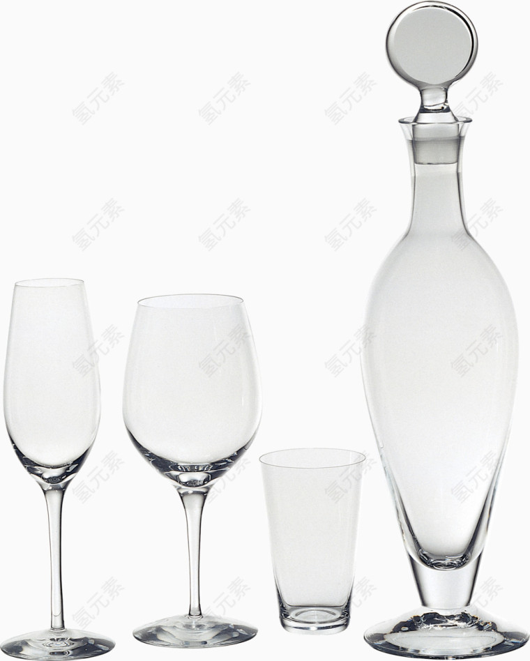 四个不同杯子素材扣图