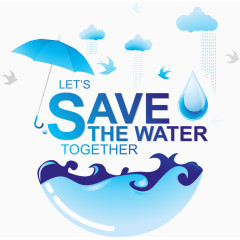 矢量雨伞与水滴