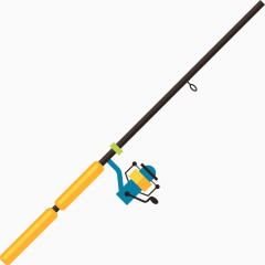 卡通钓鱼竿矢量图