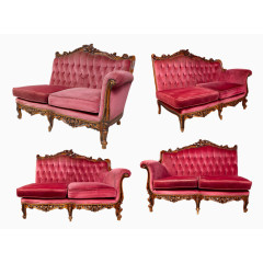 红色皮革沙发PNG素材