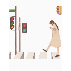 过马路的女孩
