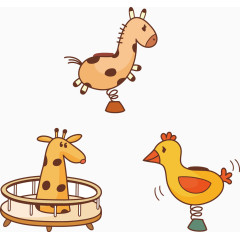 矢量插画儿童动物玩具