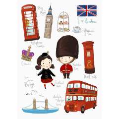 卡通英伦风格元素