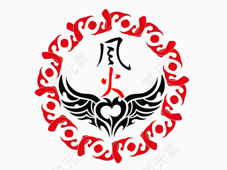 创意圆圈天使火焰LOGO可用头像徽章