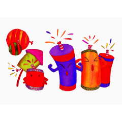 卡通样式烟花爆竹psd