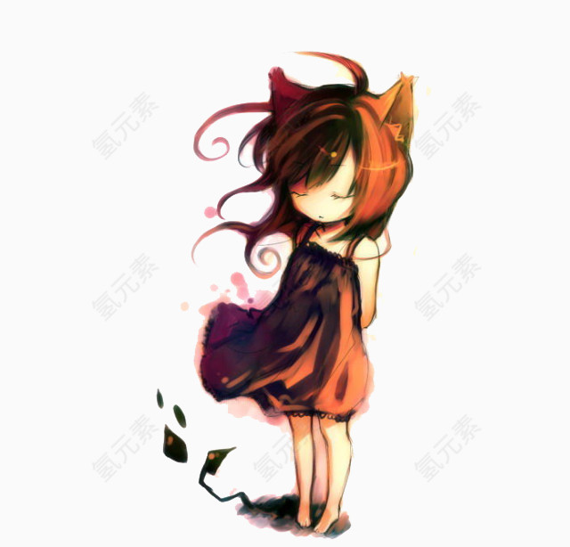 垂头思考的女孩