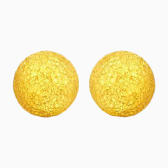 周大福圆珠黄金耳钉