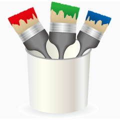 矢量复古三色拼色醒目油漆刷