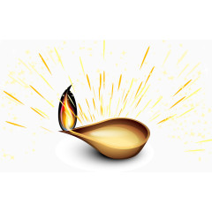 金色小油灯立体矢量图