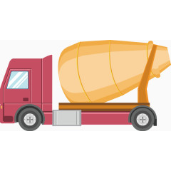 红色的搅水泥车