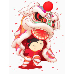 春节新年舞狮卡通图案