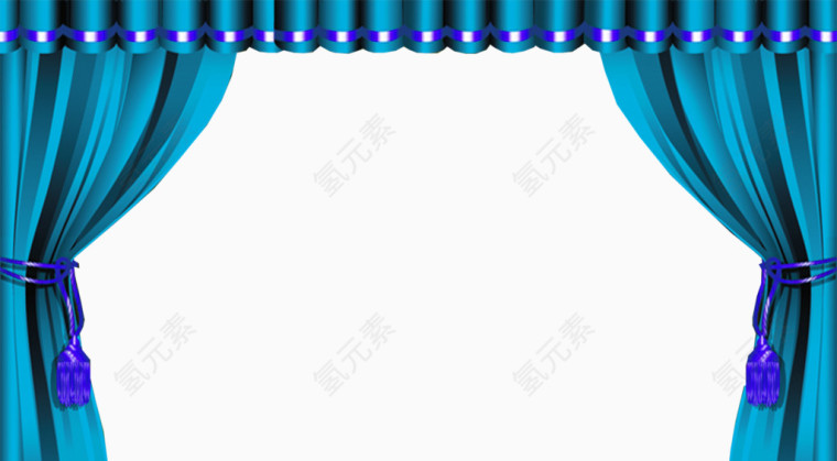 蓝色舞台帷幕免抠素材