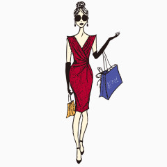 矢量时尚女郎购物免费素材