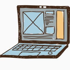 矢量手绘笔记本电脑素材