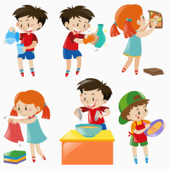 矢量孩子做家务