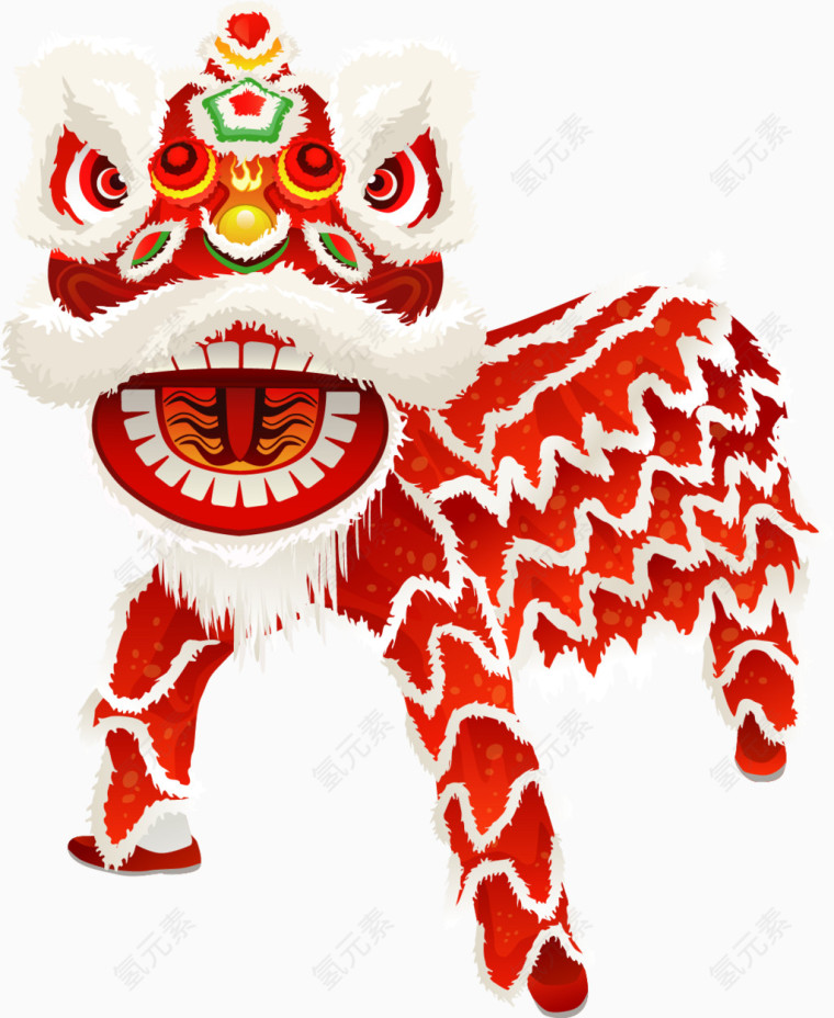 矢量手绘红色布老虎