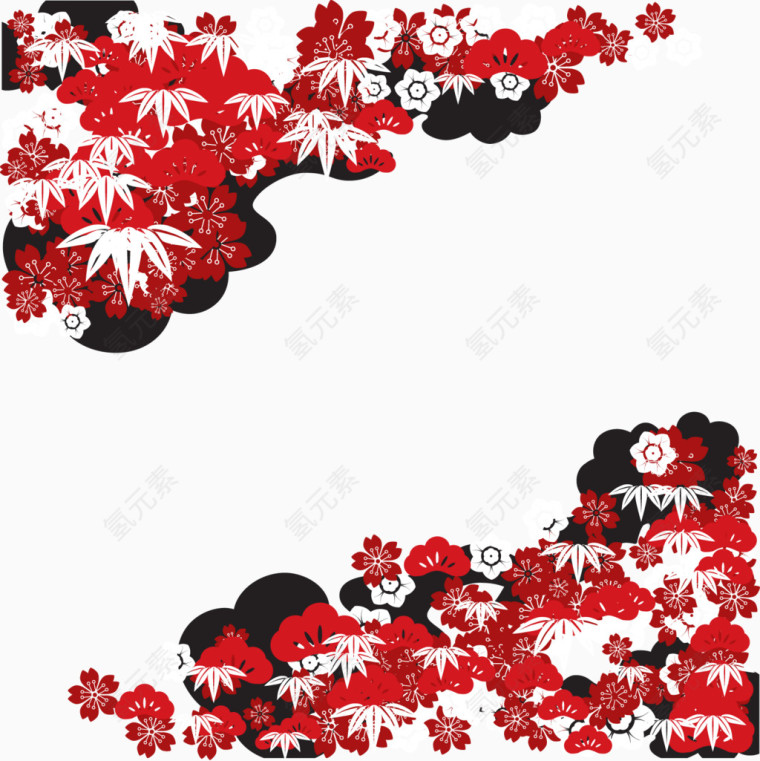 装饰喜庆中国红色花纹图案