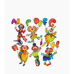 矢量彩色六款表演小丑集合