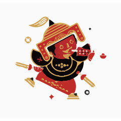 中国元素拿刀小士兵