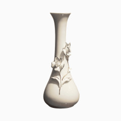 餐桌陶瓷花瓶摆件 玉瓷花器结婚礼物 手彩描金花插家居装饰品