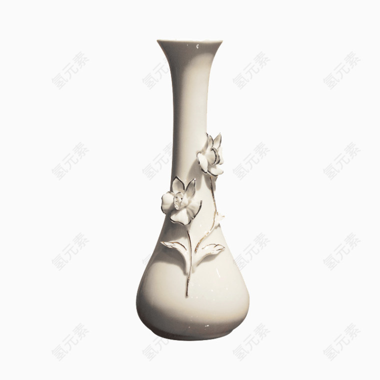 餐桌陶瓷花瓶摆件 玉瓷花器结婚礼物 手彩描金花插家居装饰品