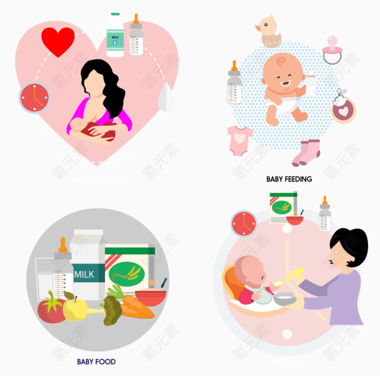矢量健康婴儿元素
