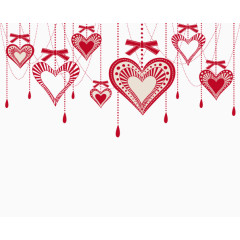 红色心形精致爱心挂饰背景矢量素材