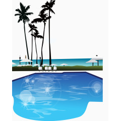 蓝色海水风景图矢量图