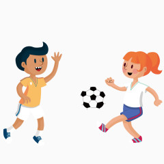 踢足球的男孩女孩