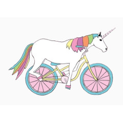 卡通马骑自行车