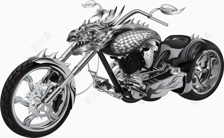 矢量手绘摩托车