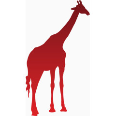 非洲红色渐变长颈鹿剪影