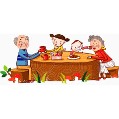 矢量手绘一家人