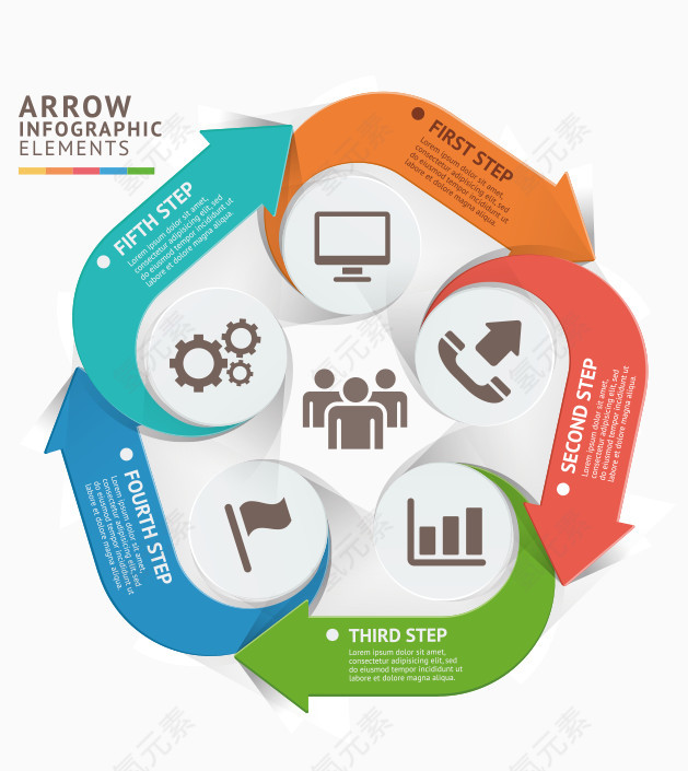 矢量PPT箭头图表统计