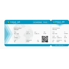 扁平化蓝色二维码机票