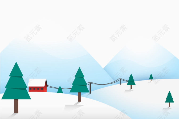 矢量雪山下
