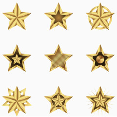 矢量手绘金色金属质感星星