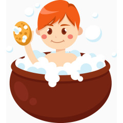 洗澡的小孩