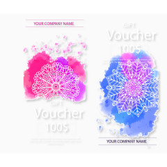 粉色蓝色水彩晕染背景